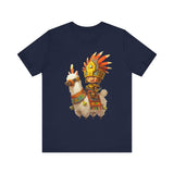 Cute Chibi Inca Warrior and Llama Cartoon Unisex T-Shirt