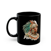 Maya Elder Warrior Watercolor Portrait Black Mug