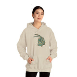 A Turquoise and Gold Mayan Warrior Face Unisex Hoodie