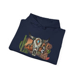 Sunset Desert Scene with Aztec Tribal Skull Unisex Hoodie
