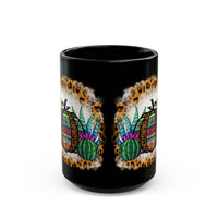 Leopard Aztec Pumpkin & Cactus Vibes Illustration Black Mug