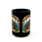 Leopard Aztec Pumpkin & Cactus Vibes Illustration Black Mug