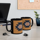 Minimal Southwest Tribal Rug Pattern Illustration Black Mug