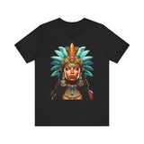 Aztec Royal Warrior Queen Portrait Illustration Unisex T-Shirt
