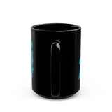 Glitter Serape Cactus on Leopard Burst Illustration Black Mug