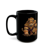 Pixel Art Mayan Jaguar Warrior Black Mug