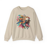 Comic Style Jaguar Mask with Rainbow Feathers Unisex Sweatshirt