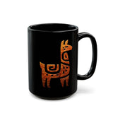 Inca Llama Rock Carving Style Black Mug