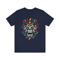 Funny Aztec Skull with Neon Circuits Unisex T-Shirt