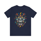 Funny Aztec Skull with Neon Circuits Unisex T-Shirt