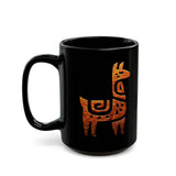 Inca Llama Rock Carving Style Black Mug