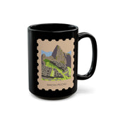 Stamp Machu Picchu Peru Black Mug