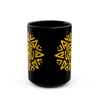 Mesoamerican Sun Face Black Mug