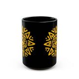 Mesoamerican Sun Face Black Mug