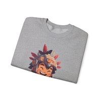 Chibi Aztec Warrior with Jaguar Cub Cartoon History Unisex Sweatshirt