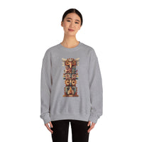Stacked Tribal Totem Symbols Geometric Faces Unisex Sweatshirt