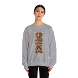 Stacked Tribal Totem Symbols Geometric Faces Unisex Sweatshirt