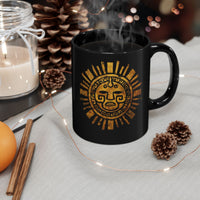 Inti Inca Sun God Petroglyph Symbol Black Mug
