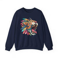 Comic Style Jaguar Mask with Rainbow Feathers Unisex Sweatshirt