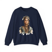 Inca Warrior Woman Watercolor Portrait and Tribal Jewelry Unisex Sweatshirt