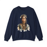 Inca Warrior Woman Watercolor Portrait and Tribal Jewelry Unisex Sweatshirt