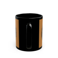 Mayan Jaguar Deity Woodcut Style Black Mug
