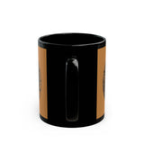 Mayan Jaguar Deity Woodcut Style Black Mug