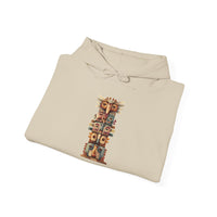 Stacked Tribal Totem Symbols Geometric Faces Unisex Hoodie
