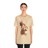 Playful Inca Girl and Llama Cartoon Unisex T-Shirt