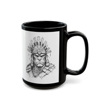 Inca Warrior Hand Drawn Tribal Portrait Black Mug