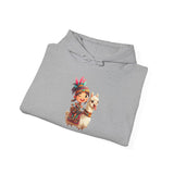 Playful Inca Girl and Llama Cartoon Unisex Hoodie