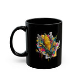 Maya Corn Mural Street Art Black Mug