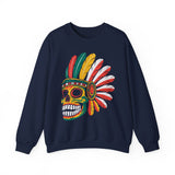 Aztec Feathered Skull Fiesta Illustration Unisex Sweatshirt