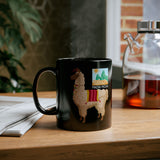 Sacred Llama of the Inca Andes Black Mug