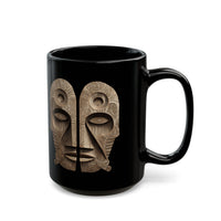 Wooden Andean Duality Totem Faces Tribal Symbol Black Mug