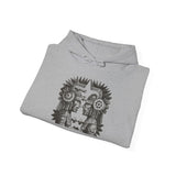 Mirrored Aztec Warriors in Glyph Style Unisex Hoodie