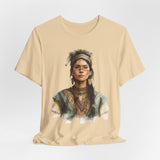 Inca Warrior Woman Watercolor Portrait and Tribal Jewelry Unisex T-Shirt