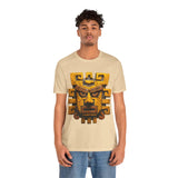 Ancient Andean Warrior Mask Golden Glyph Style Unisex T-Shirt