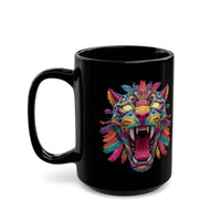 Rainbow Jaguar Mask Comic Style Black Mug