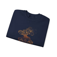 Tribal Volcano with Smoke Spirals Glyph Style Unisex Sweatshirt