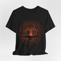 Tribal Ceremony Around Sacred Fire Glyph Style Unisex T-Shirt