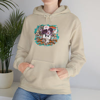 Aztec Floral Cow Skull on Turquoise Pattern Unisex Hoodie