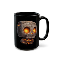 Glow-Eyed Tribal Stone Skull Black Mug