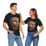 Glow-Eyed Tribal Stone Skull Unisex T-Shirt