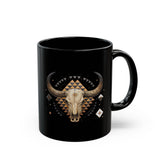 Western Longhorn Cosmic Totem Illustration Black Mug