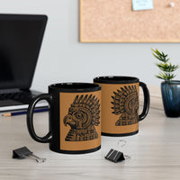 Aztec Eagle Pyramid Emblem Black Mug
