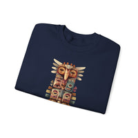 Stacked Tribal Totem Symbols Geometric Faces Unisex Sweatshirt