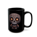 Tribal Glow Chibi Aztec Skull Black Mug