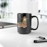 Resting Alpaca In Traditional Ornaments Black Mug