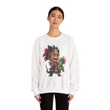 Chibi Aztec Warrior with Baby Quetzalcoatl Serpent Unisex Sweatshirt